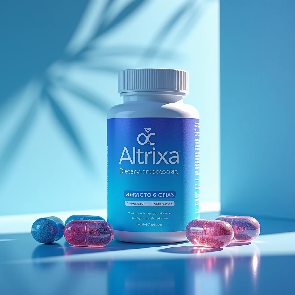 Altrixa supplement bottle illustration with gradient label